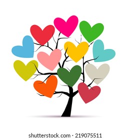 Love tree with hearts for your design