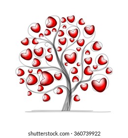 Love tree with hearts for your design