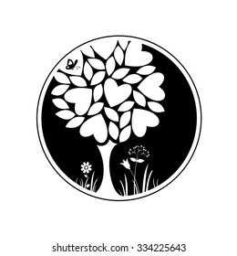 Love. Tree. Icon. Vector illustration.