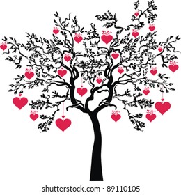 love tree isolated on White background. Happy valentine day card. Vector illustration