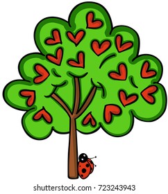 Love tree with ladybird
