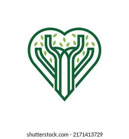 Love Tree Line Creative Logo Design