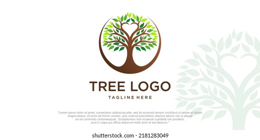 love tree logo concept. Abstract, balance and life design template. Vector illustration