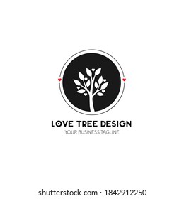 Love Tree Logo Design/ Flat Love Tree Design