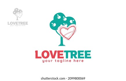 Love tree logo design. vector