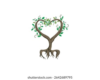 Love Tree Logo Template. tree with branches forming the shape of the heart. It symbolize love, natural growth and life power.