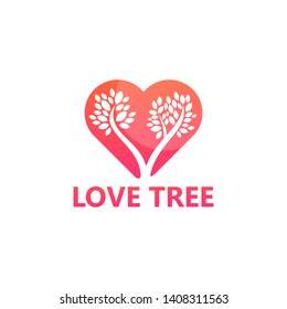 Love Tree Logo Template Design Vector, Emblem, Design Concept, Creative Symbol, Icon
