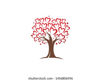 Love Tree Logo Template Design Vector. Icon. Symbol. Emblem.