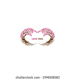 Love Tree Logo Template. Love Tree Illustration Design.