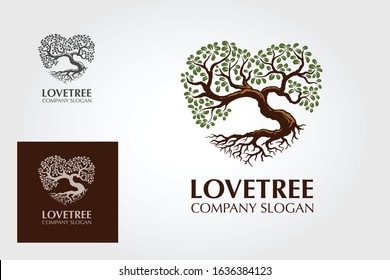 Love Tree Logo Template. This logo stylish trendy sign, tree with leaves forming the shape of the heart. It symbolize love, natural growth and life power.