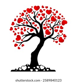 love tree logo vector design template with pink leaves 048