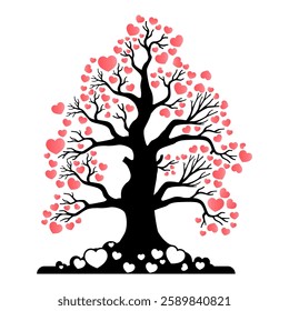 love tree logo vector design template with pink leaves 038