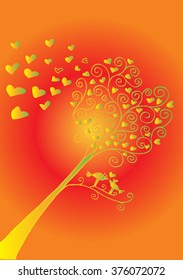  Love tree made of hearts with two birds