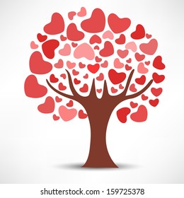 Love tree on abstract grey background, Valentines Day concept. 