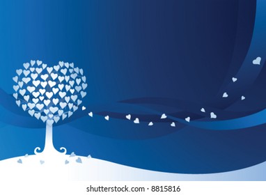 Love Tree on blue background