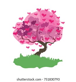 Love tree on white background, vector illustration.