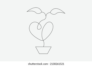 love tree outline, heart shape flower, floral design line art drawing