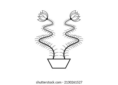 love tree outline, heart shape flower, floral design line art drawing