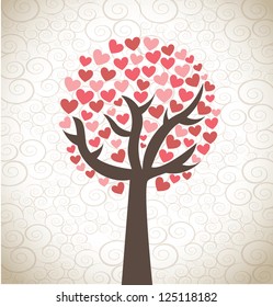 Love tree over background  vector illustration