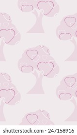 Love tree. Seamless background. Vector