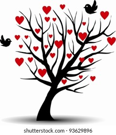 Love tree with two birds