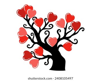 Love Tree Valentines Day Illustration