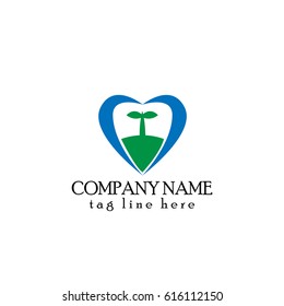 Love tree vector in blue and green, green peace logo