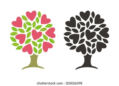 Love tree. Vector illustration.