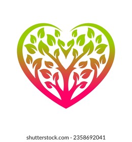 Love Tree Vector Logo Design Template