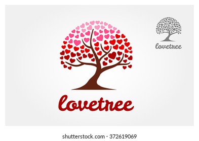 Love Tree Vector Logo Template. Heart tree or love tree icons  - concept vector. This graphic also represents harmony  peace, spreading love, empathy and compassion