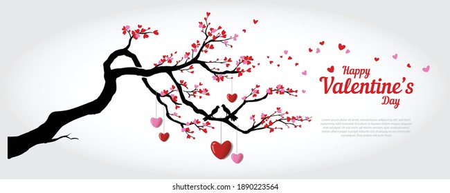 Love Tree Vector Template. This vector depicts a love tree for Happy Valentine's Day greetings.