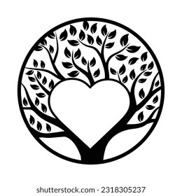 Love Tree Wall Decor Crafts Laser Cut Silhouette Design