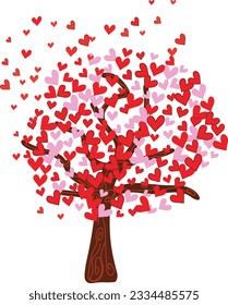 love trees with bright pink and red color