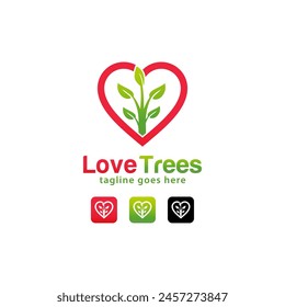 Love trees logo design template