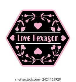 Love triangle, love hexagon – joke story plot for romantic book, movie, tv series, drama. Romance book funny quotes. Floral ornate print with hearts