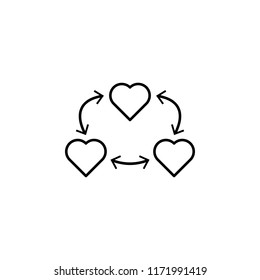 love triangle icon. Element of arrow and object icon for mobile concept and web apps. Thin line love triangle icon can be used for web and mobile on white background