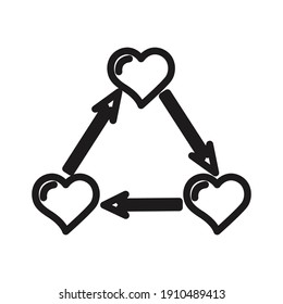 ilustración vectorial del icono del triángulo de amor aislada en blanco