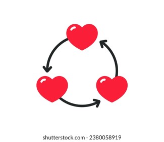 Love triangle symbol. Illustration vector