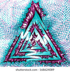 Love triangle, vector abstract illustration 