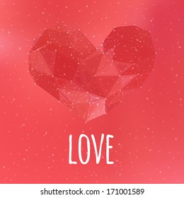 Love triangular heart Valentine day card. Vector illustration