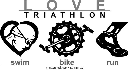 Love Triathlon Fitness Icons