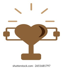 Ícone de troféu de amor combinando uma forma de coração com uma base de troféus, simbolizando realização romântica ou reconhecimento emocional