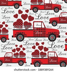 Love truck  and heart shape pattern for wedding or valentine gift wrap