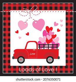 Love truck and heart shape for valentine or wedding card