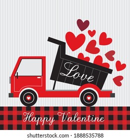 Love truck illustration for valentine greeting card