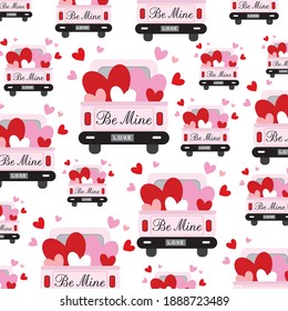 Love Truck Pattern For Wedding Or Valentine Gift Wrap And Card