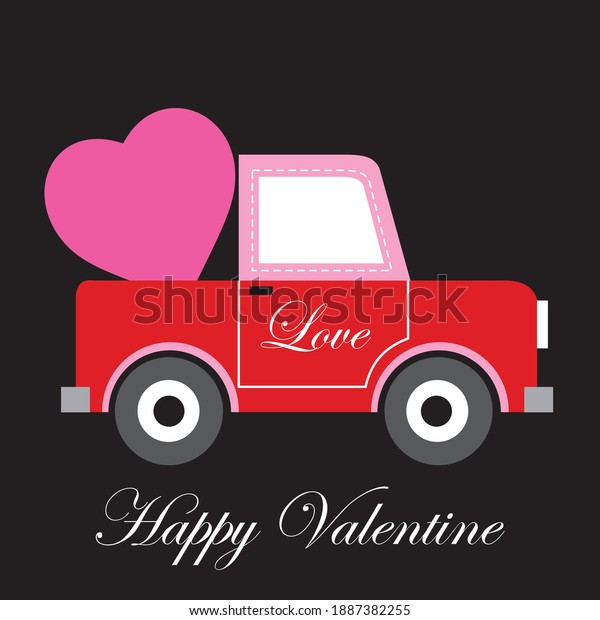 Love truck for\
valentine greeting card 