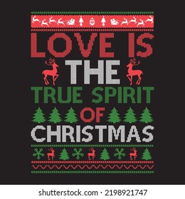 love is the true of Christmas t shirt design free vector svg design template 