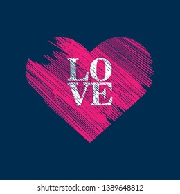 Love  -  T-shirt print, graphic for t-shirt. Slogan for t-shirt, poster, banner, postcard, flyer. Elements for design.Tee Design For Printing