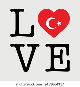 I Love Turkey flag icono de corazón Ilustración vectorial